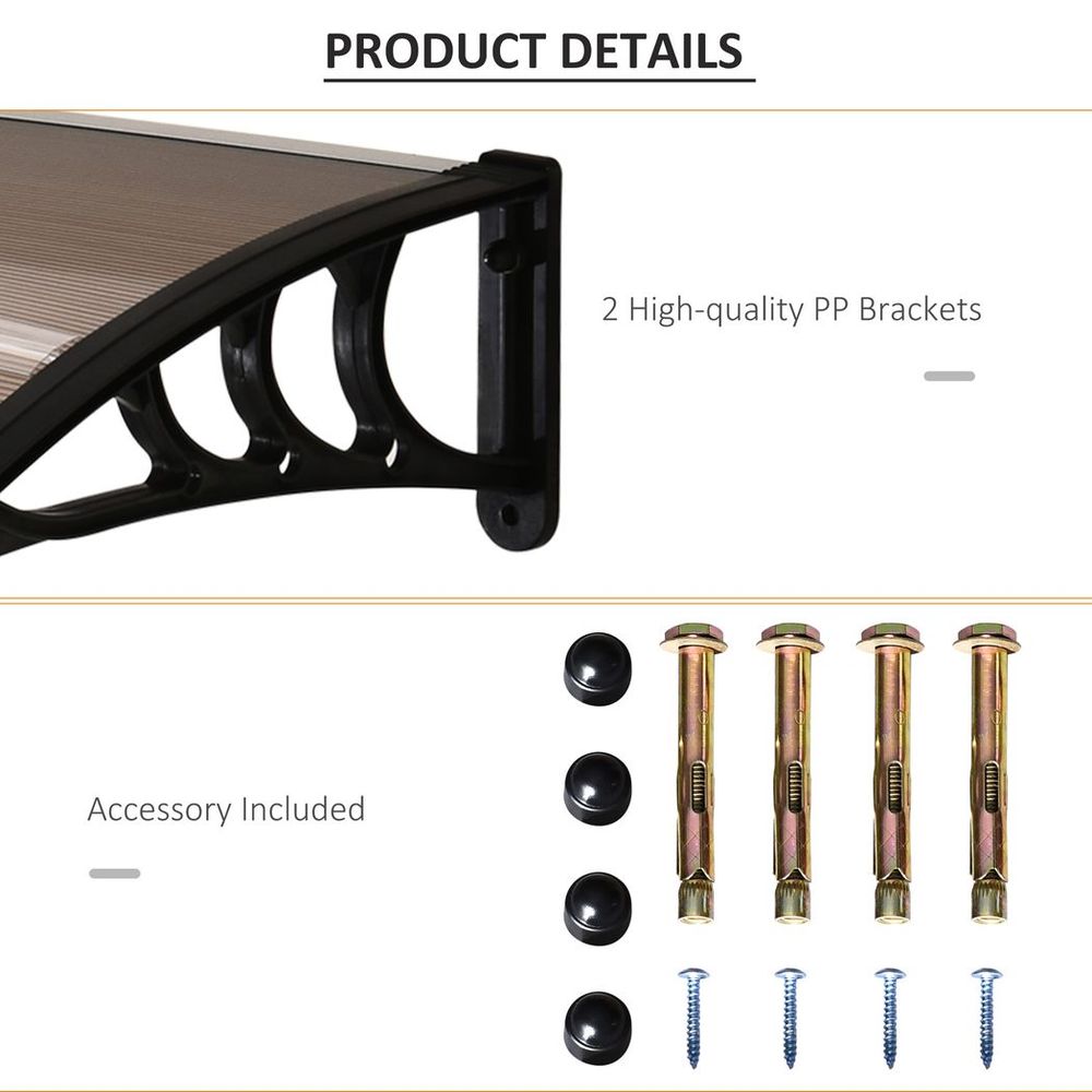 Outsunny Outdoor Window Door Canopy - UV & Water Resistant Awning - Brown