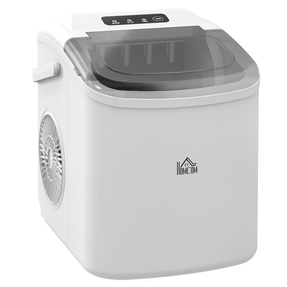 HOMCOM Ice Maker w/ Ice Basket 12Kg in 24 Hrs 9 Cubes Ready in 6-12Mins White