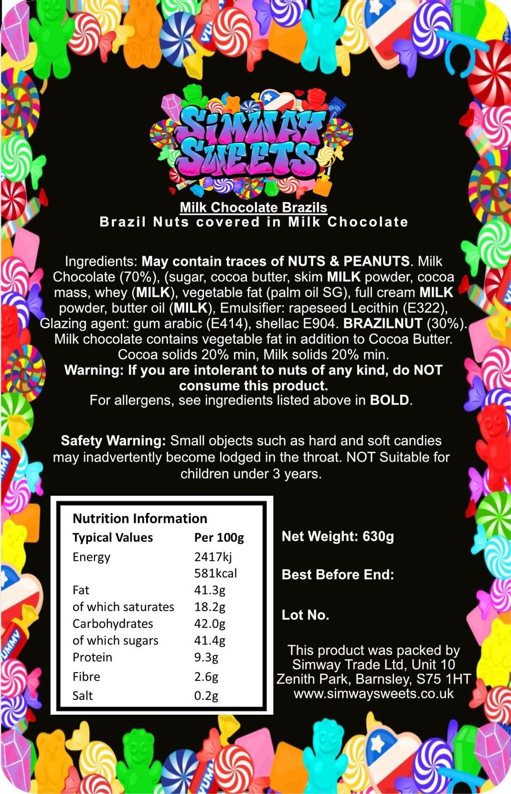 Milk Chocolate Brazil Nuts Jar - Retro Sweets Gift - High Quality Treats - Free Delivery