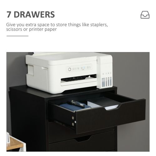 Vinsetto Mobile Filing Cabinet, 7-drawer File Cabinet with Wheels