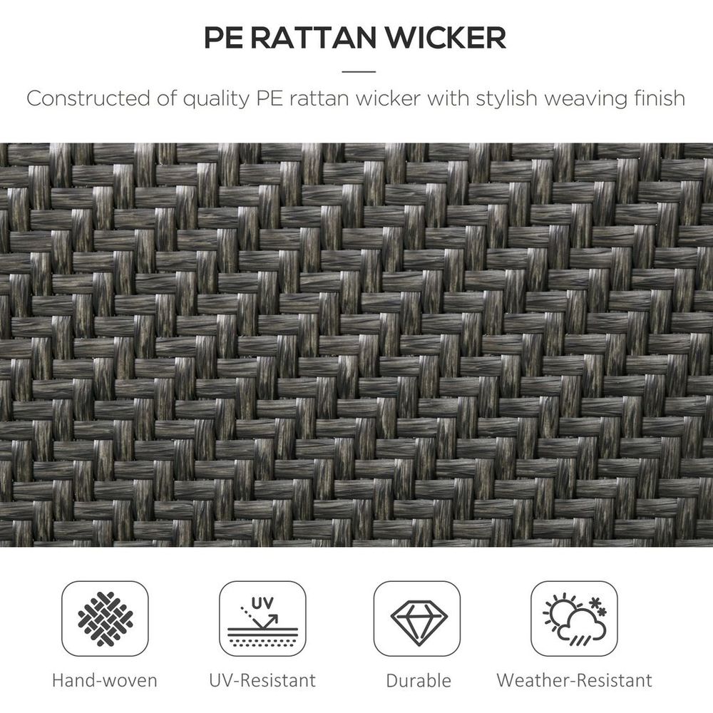 Outsunny Wicker Dining Chairs - Set of 4, Stackable, Outdoor, Mixed Grey