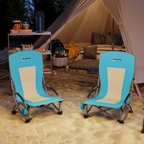 Outsunny Set of 2 Folding Beach Chair, Camping Chair with Carry Bag
