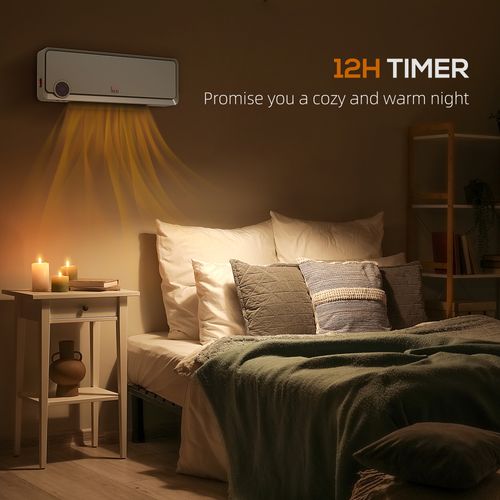 HOMCOM 1000W/2000W Wall Downflow Heater 10-49°C Temperature w/ Timer Remote