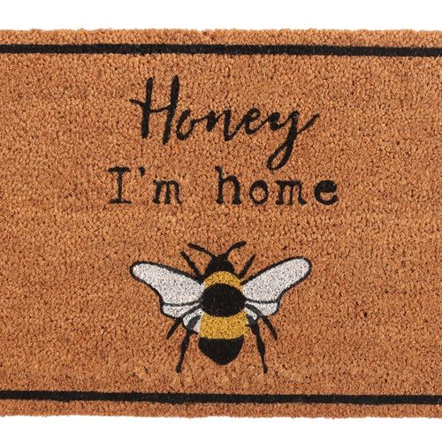 ممسحة أرجل بتصميم نحلة بعبارة "Natural Honey I’m Home"