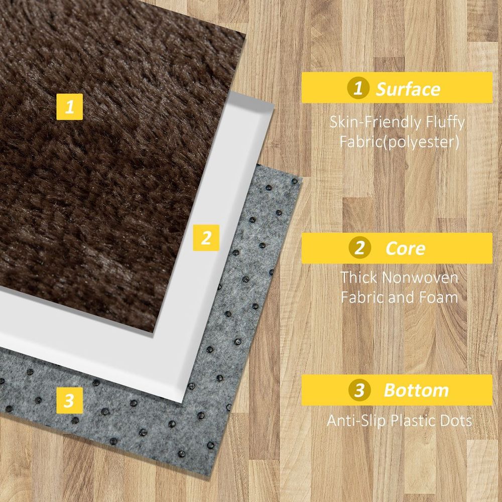 Luxurious Brown Shaggy Area Rug for Living Room and Bedroom, 90x150cm