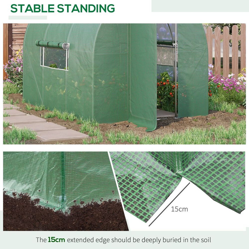 Outsunny 3x2M Walk-in Polytunnel Garden Greenhouse - High-Quality Steel Frame, Durable PE Cloth & Reinforced Design