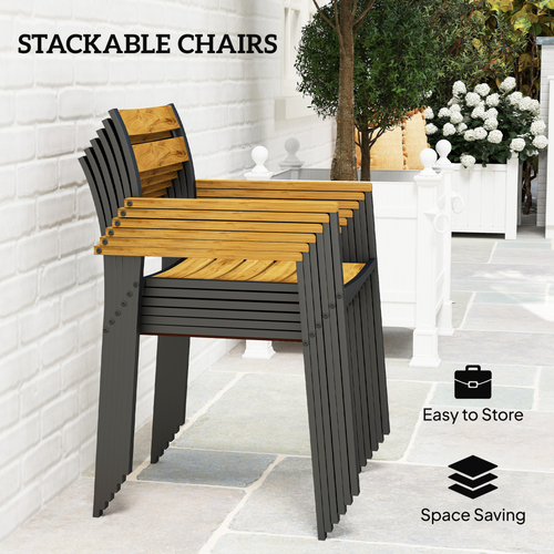 Outsunny 7 Piece Garden Dining Set with Table and 6 Stackable Chairs, Brown