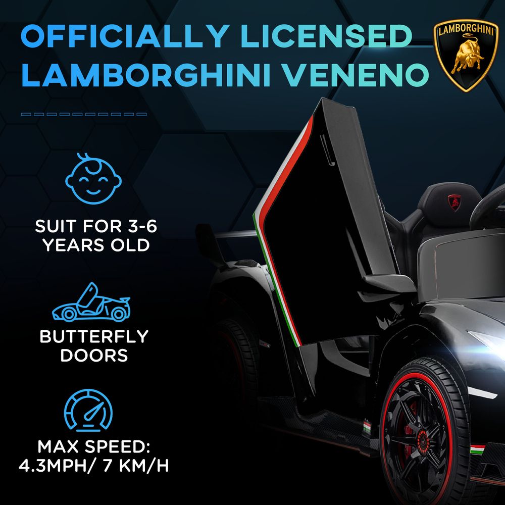 HOMCOM Lamborghini Veneno Licensed Electric Ride-on Car with Remote- Black