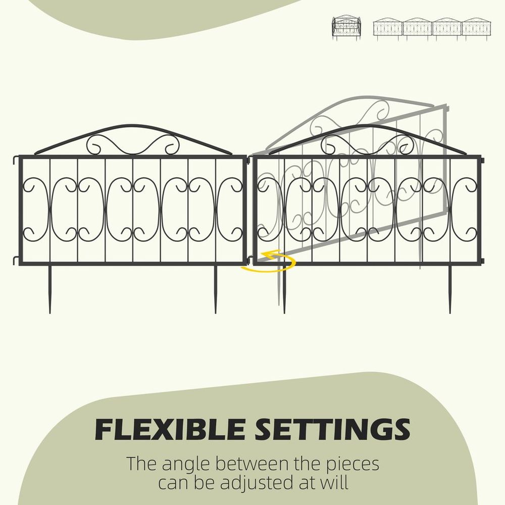Stylish Metal Garden Fence - Elegant Decorative Border Edging