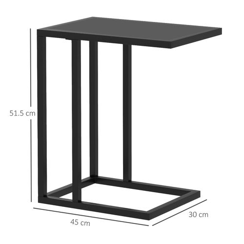 HOMCOM C Shape Side Table w/ Marble-Effect Top