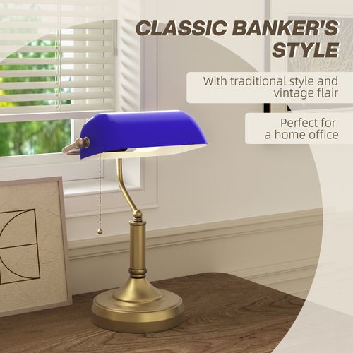 HOMCOM Banker's Table Lamp w/ Antique Bronze Tone Base