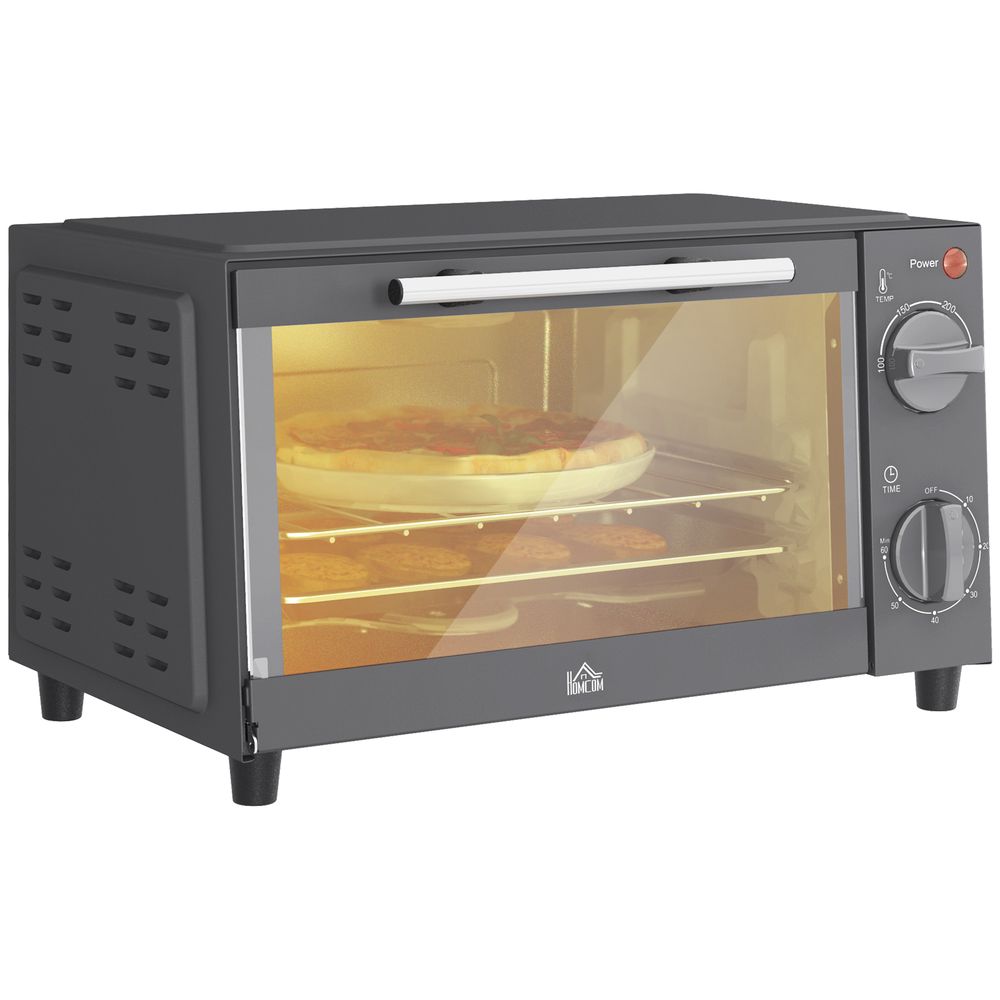 HOMCOM Mini Oven 9L Countertop Electric Grill with Temp Timer Control 750W