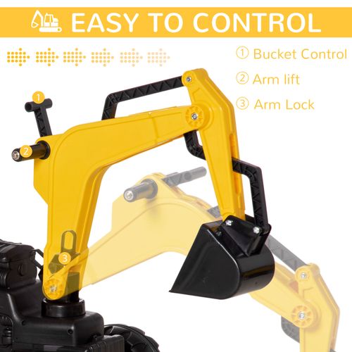 HOMCOM Kids Pedal Go Kart Children Ride On Digger Tractor Toy Car Excavator For 3-6 Years