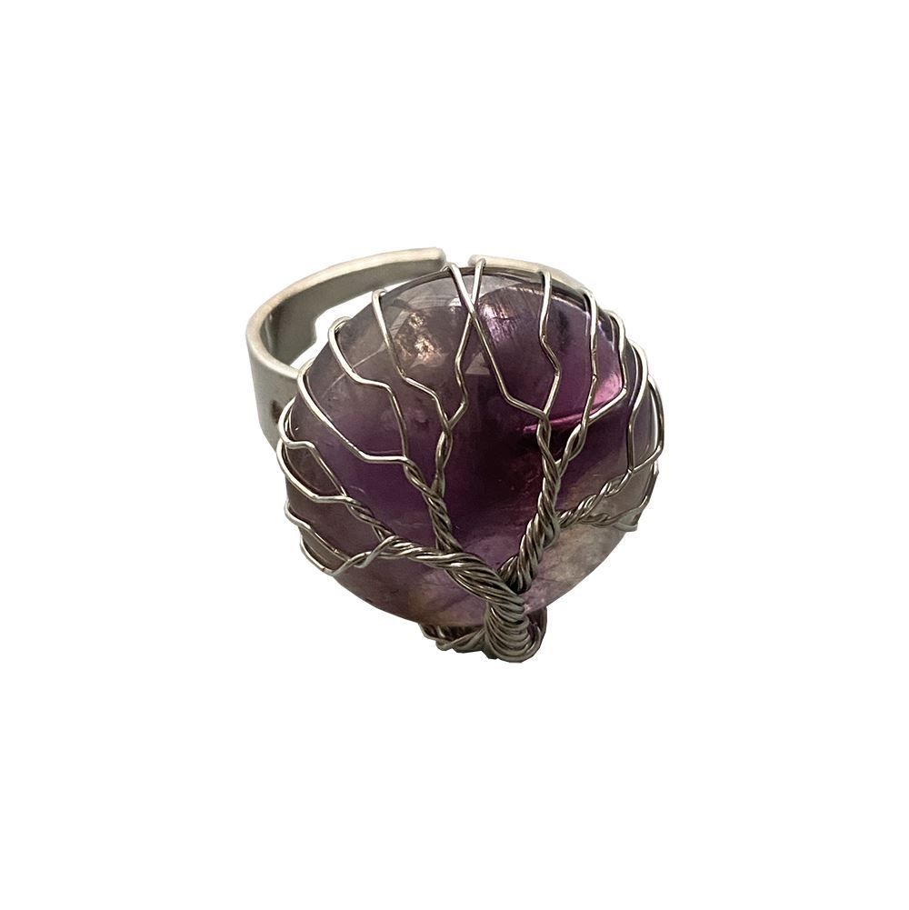 Elegant Tree of Life Ring, 2cm - Handcrafted Wire Wrap Jewelry with Natural Stone - Unique and Versatile!