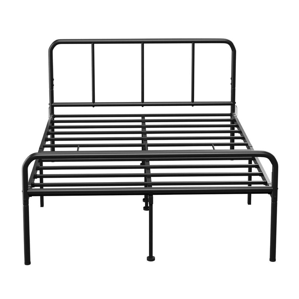 Premium Quality Double Metal Bed Frame - Strong, Stylish, and Space-Saving - Black Finish - Easy Assembly