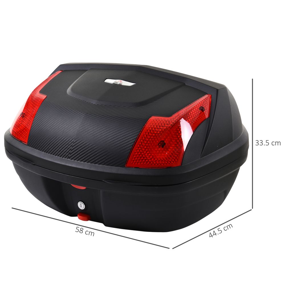 HOMCOM 48L Motorcycle Trunk Travel Luggage Storage Box Motorbike Accessory Large Storage Space for 2 Half Helmet - Black