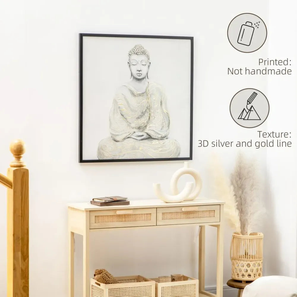 Canvas Wall Art Gold Textured Buddha, Wall Pictures Home Decor, 83 x 83 cm