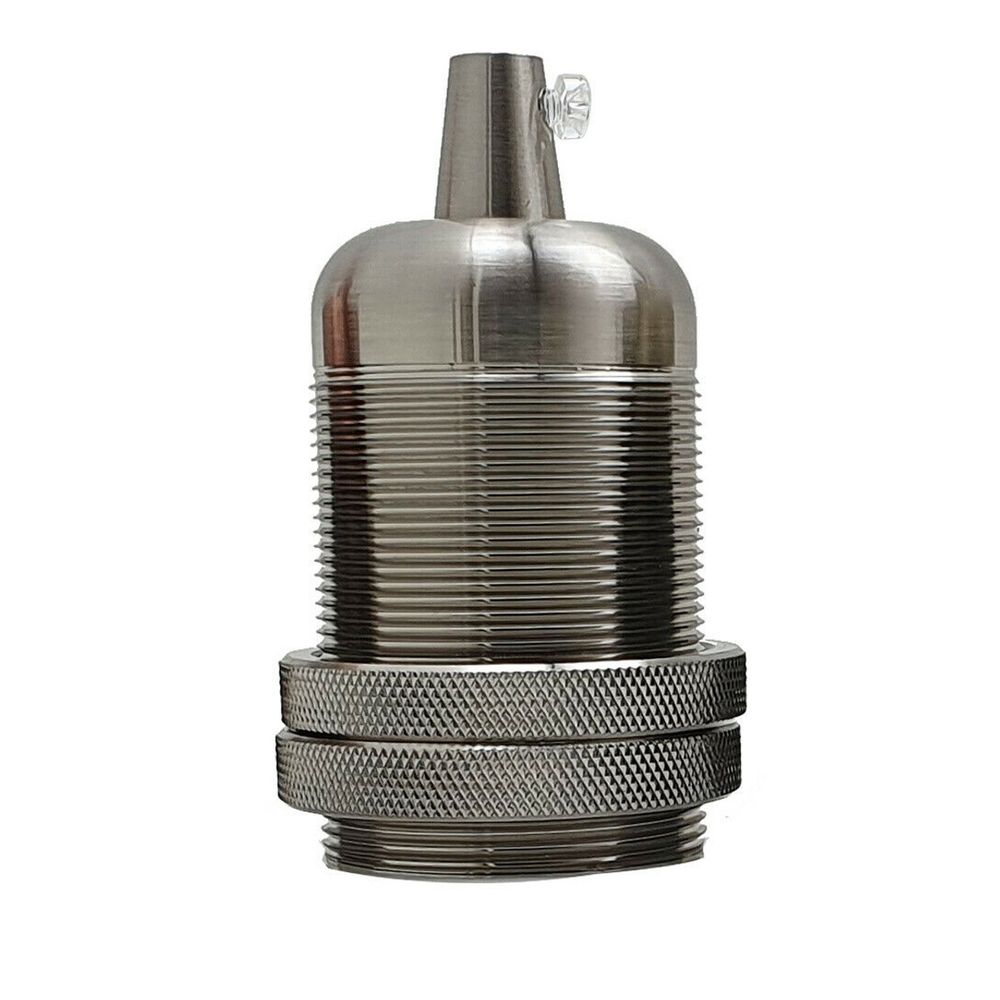 Smooth Holder With Ring Satin Nickel E27 Socket Ceramic Holder