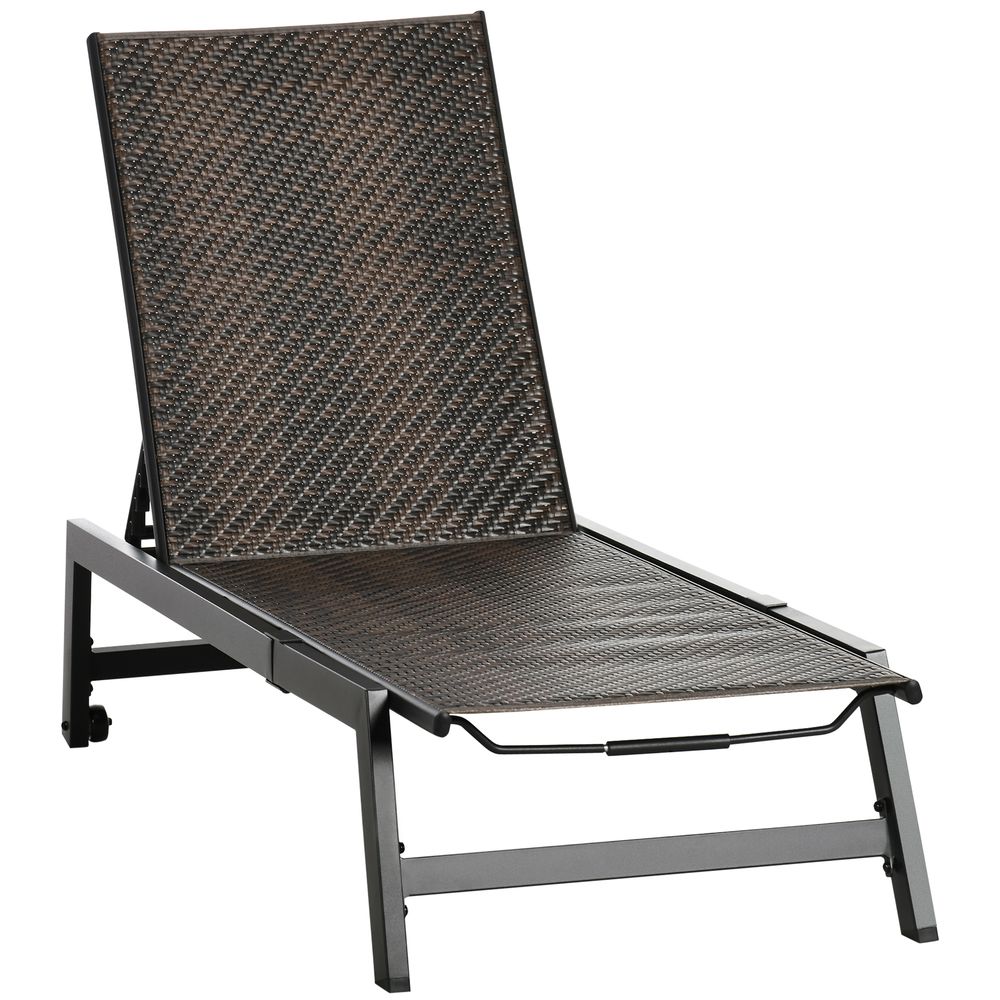 Premium Outdoor Rattan Sun Loungers - 5-Position Backrest & Wheels - Best Quality - Perfect for Relaxation - Professional Seller