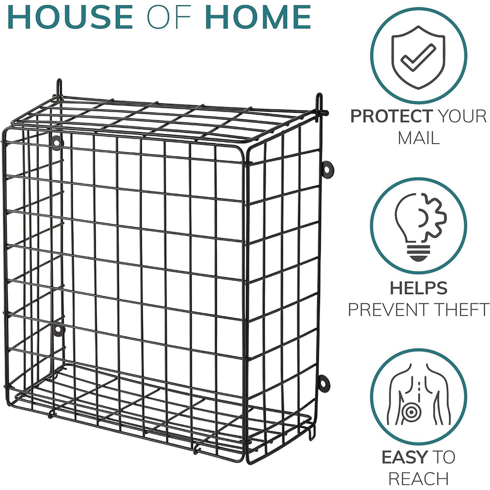 Premium Black Letter Box Catcher Cage - Lift Up Lid