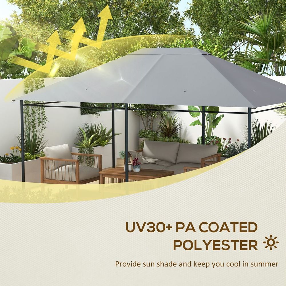 Outsunny 3x4m Gazebo Canopy Replacement - Light Grey