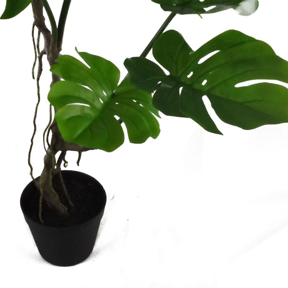 70cm Artificial Twisted Stem Monstera Plant - Lifelike and Elegant - Complete with Plastic Pot - High Quality