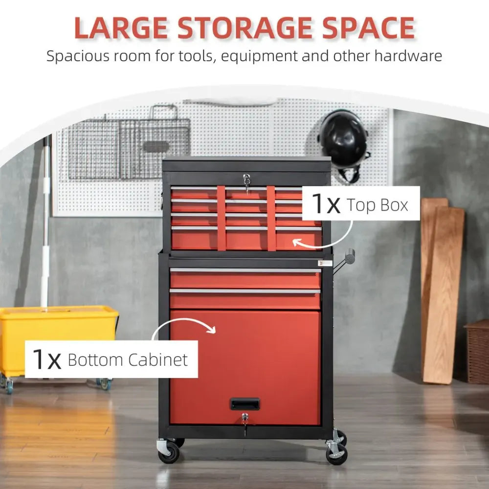 6 Drawer Tool Cabinet Cart Workshop Trolley on Wheels Lockable Roll Cab Black