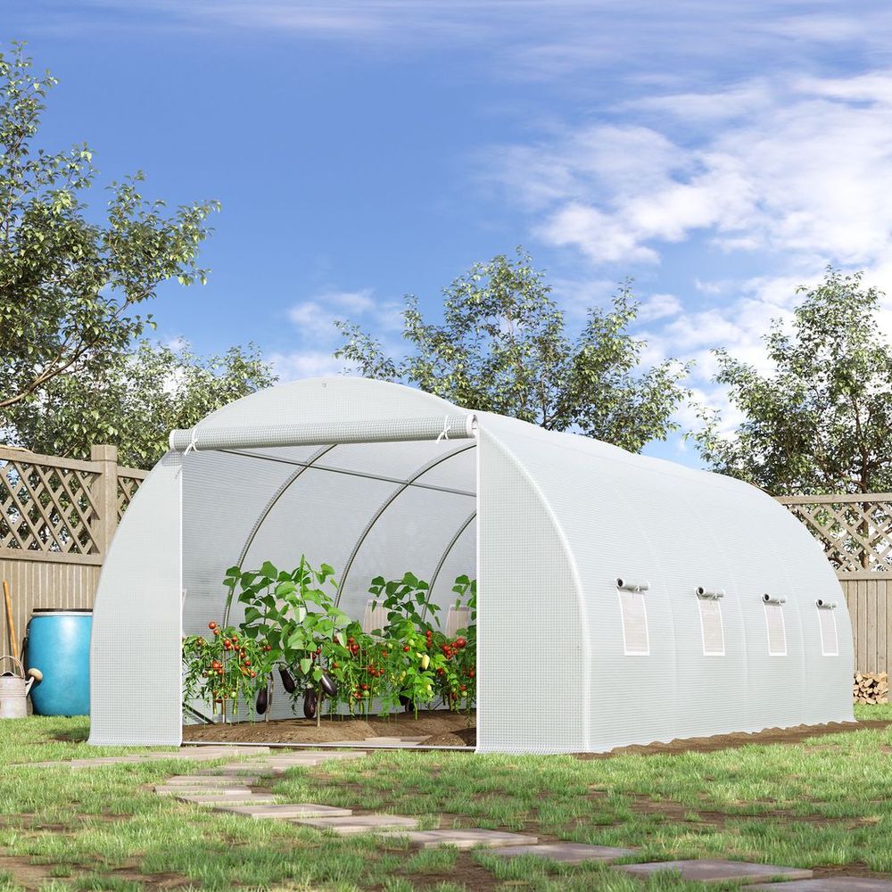 Outsunny 6x3x2m Polytunnel Greenhouse - Zippered Door, 8 Windows