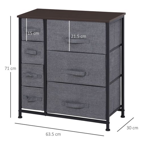 HOMCOM Chest of Drawers with 7 Dresser Drawers for Home Bedroom, Dark Grey