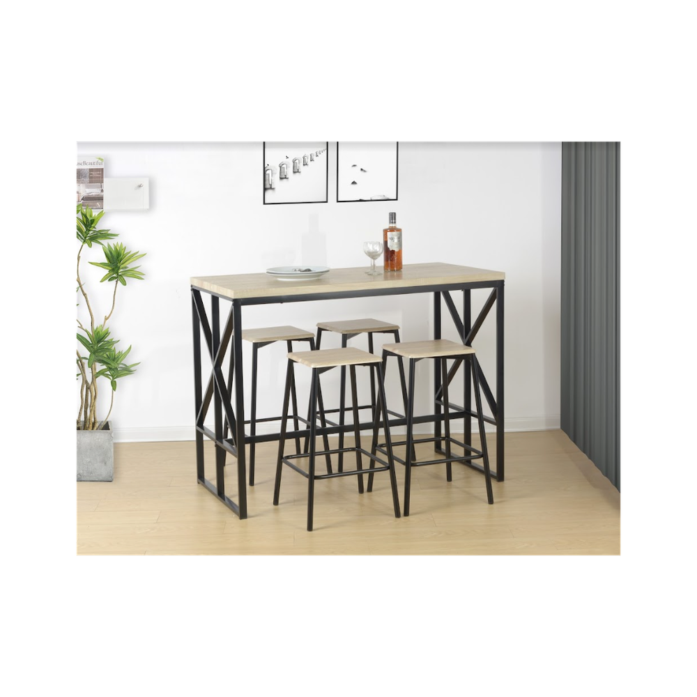 5 Piece Breakfast Bar Set Table in OAK - TAVOLO