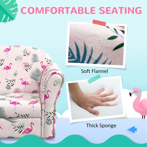 AIYAPLAY Kids Sofa Chair, Toddler Armchair with Flamingo Design, Wooden Frame, Upholstered Toddler Chair for Bedroom, Playroom, Kids Room, Pink