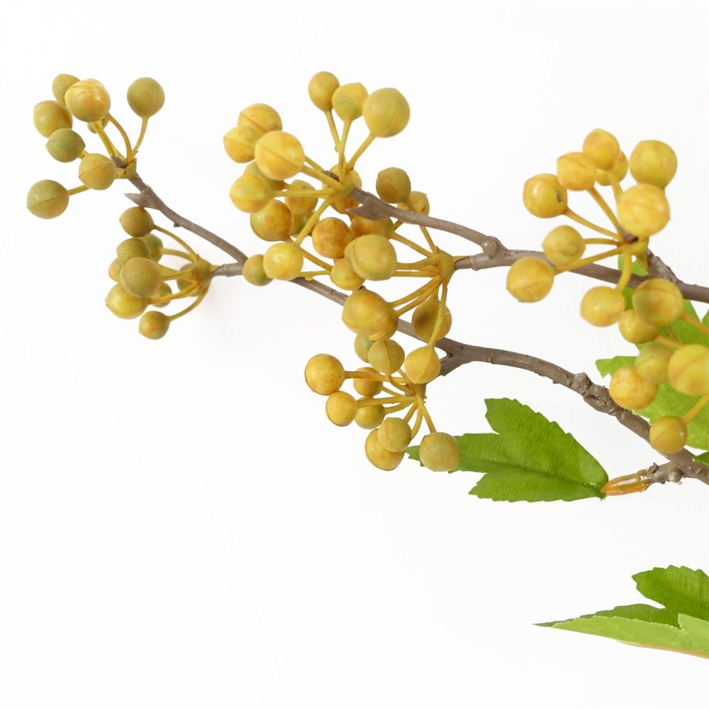 Vibrant Pack of 6 Artificial Yellow Berry Stems - Premium Quality, 90cm Height