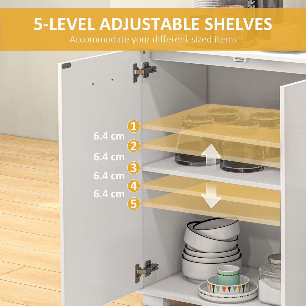 HOMCOM Modern Sideboard Kitchen Storage Cabinet with 2 Drawers and Shelves