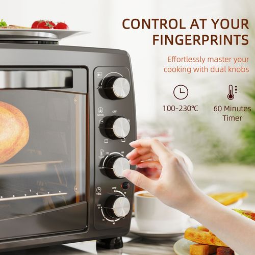 HOMCOM 36L Countertop Toaster Oven with 2 Hot Plates, Grill, Roast, Bake