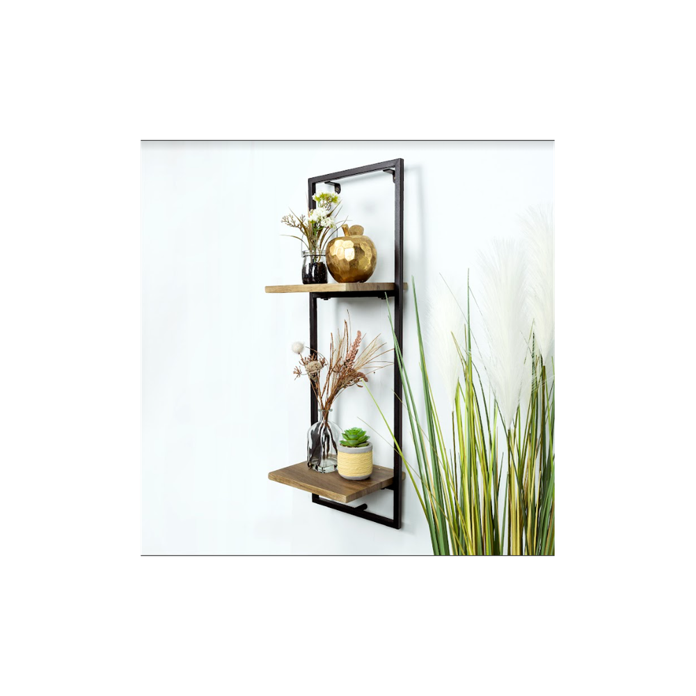 SHLEDECOR Narrow 2 Tier Steel Wall Shelf. Wall Shelves Display Hanging. Shelf Unit Wall Bookshelf
