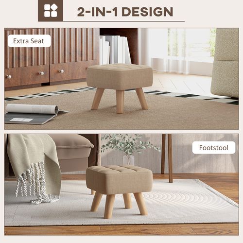 HOMCOM Modern Footstool, Fabric Foot Rest with Rubber Wood Legs