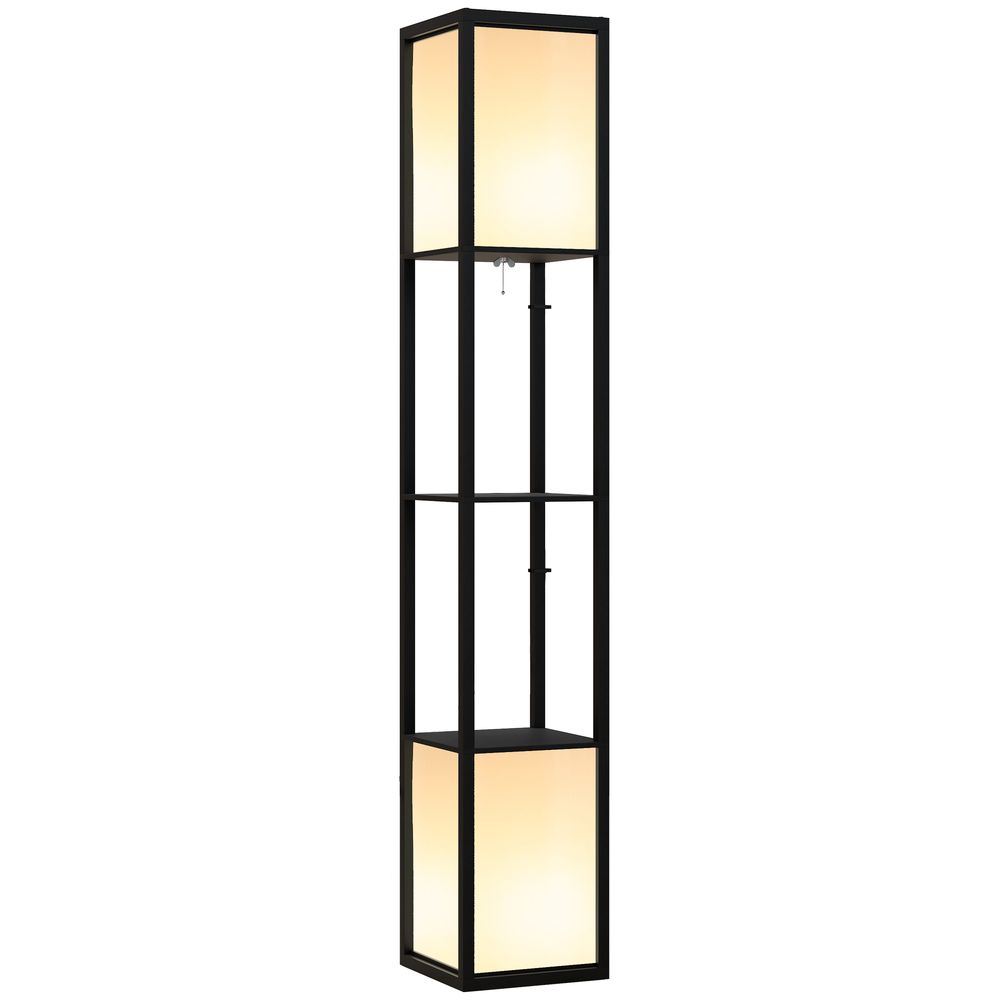 HOMCOM Shelf Floor Lamp with Dual Light, for Living Room, Bedroom, Black