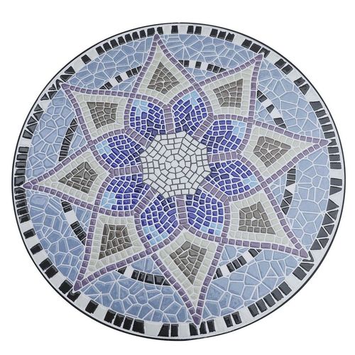 Outsunny Garden Table, Mosaic Round Patio Side Table with 60cm Ceramic Top