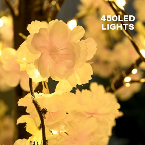 HOMCOM 180cm Cherry Blossom Tree Light with 350 LED Lights Fake Sakura Tree
