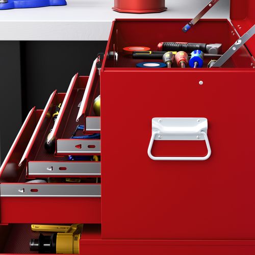 HOMCOM Top Chest and Roller Cabinet Combo Metal Tool Cabinet on Wheels