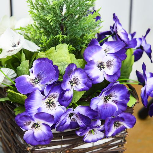 Outsunny 2 PCs Artificial Phalaenopsis Fake Flower Plant w/ Straw Plaiting Pot