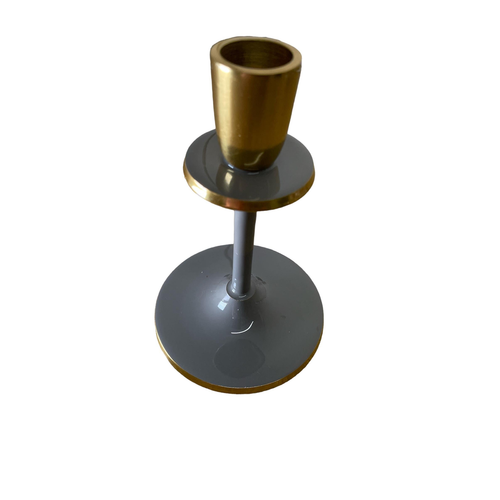 Glossy Grey Irina Candlestick, 15cm
