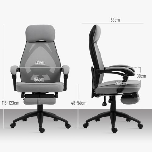 Vinsetto Mesh Swivel Task Chair for Home Office with Footrest Dark Grey