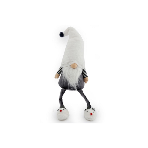 Grey & White Sitting Gonk With Slippers