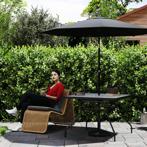 Outsunny Square Patio Table, Glass Top Garden Dining Table