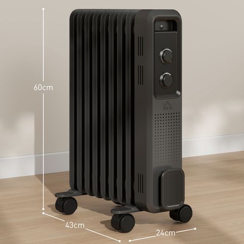 HOMCOM Oil Filled Radiator Portable Space Heater W/ 9 Fin, 3 Heat Settings