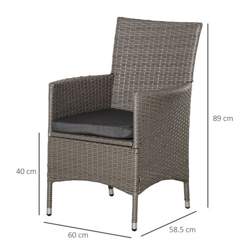 Outsunny 4PC Outdoor Rattan Armchair Wicker Dining Chair Set for Garden Grey