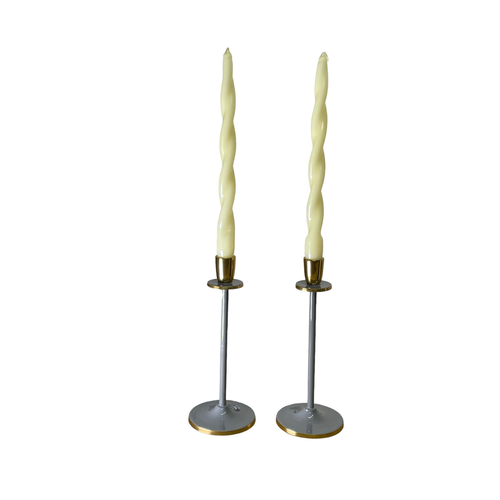 Glossy Grey Irina Candlestick, 20cm