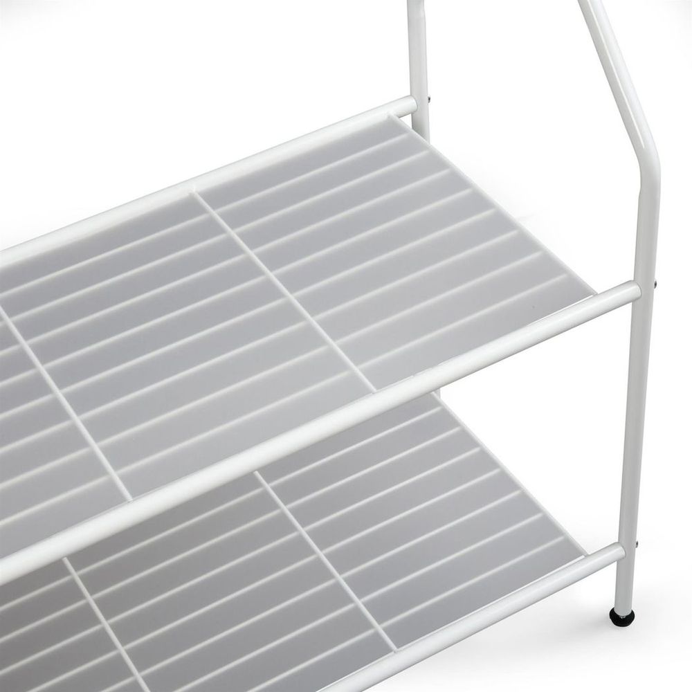 White Clothes Rail: Space Saving Storage with 2 Shelves, Hooks. Sturdy Steel Design, Elegant Style. Perfect for Any Room. 150cm