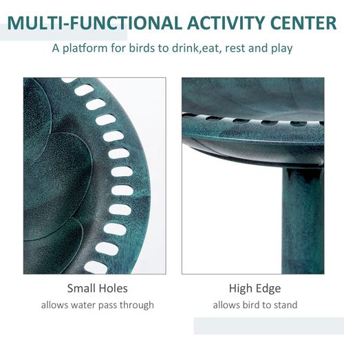 Outsunny 50cm Outdoor Bird Bath Fountain, Decrative Garden Feeder Stand Green